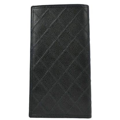 Chanel 1996-1997 Black Caviar Bicolore Long Wallet
