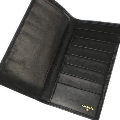 Chanel 1996-1997 Black Caviar Bicolore Long Wallet
