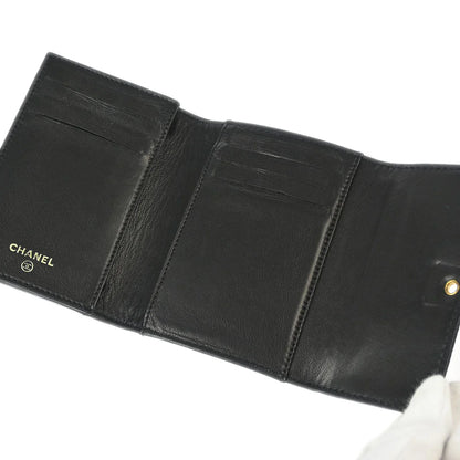 Chanel 1997-1999 Black Caviar Trifold Wallet