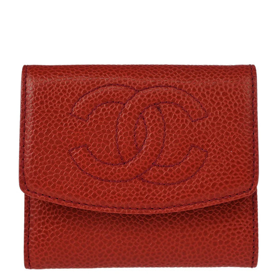 Chanel 1994-1996 Red Caviar Coin Purse Wallet