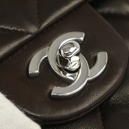 Chanel 2005-2006 Dark Brown Lambskin Medium Classic Double Flap Shoulder Bag