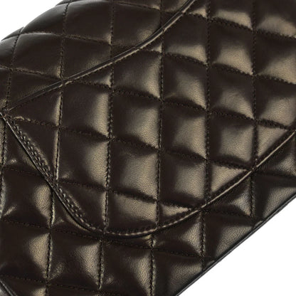 Chanel 2005-2006 Dark Brown Lambskin Medium Classic Double Flap Shoulder Bag