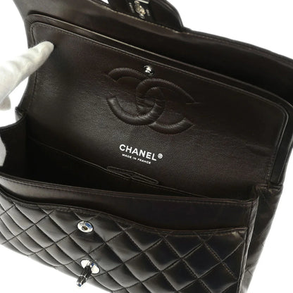 Chanel 2005-2006 Dark Brown Lambskin Medium Classic Double Flap Shoulder Bag