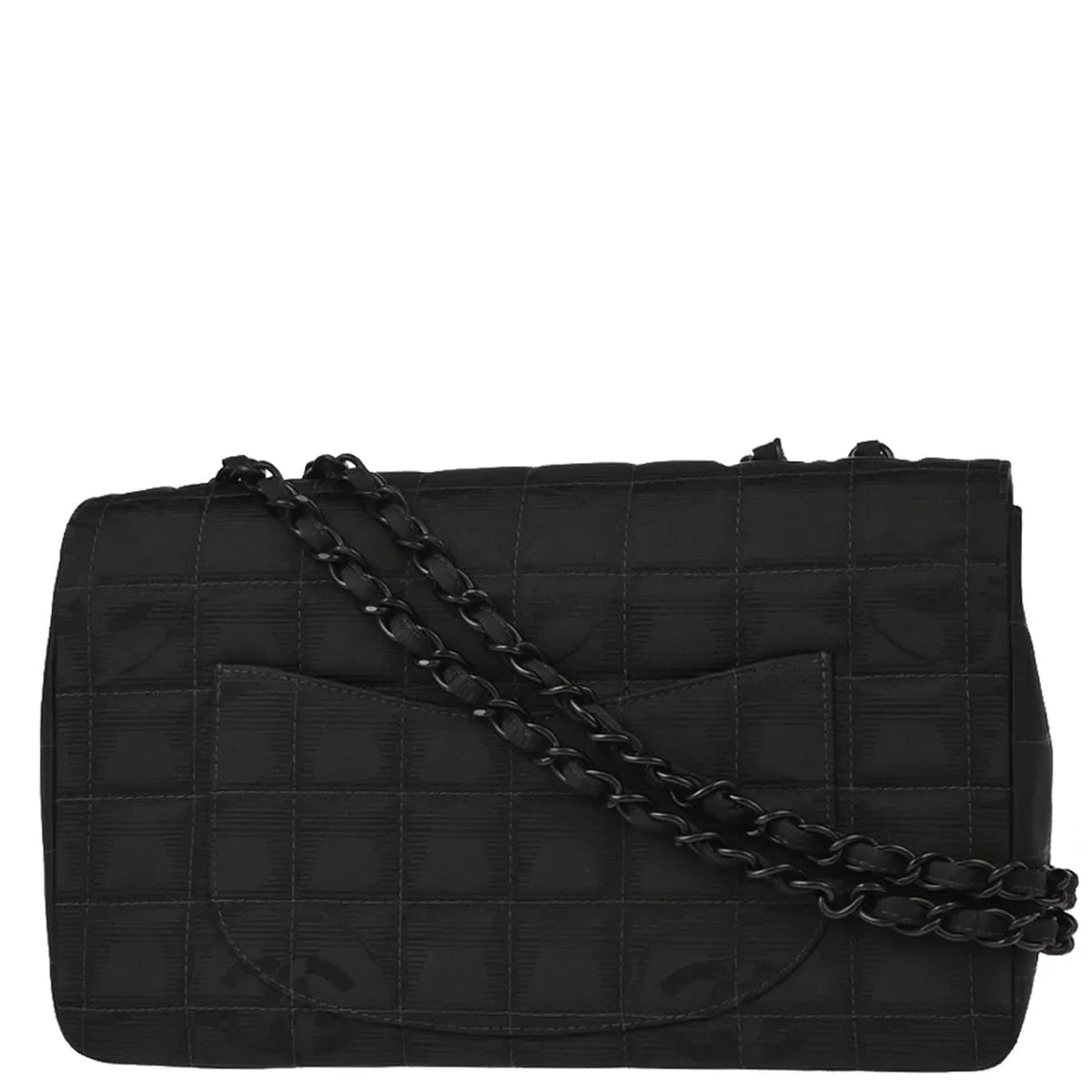 Chanel 2002-2003 Black Nylon Travel Line Single Flap Shoulder Bag