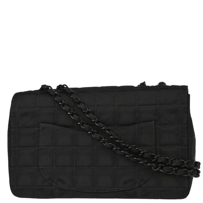 Chanel 2002-2003 Black Nylon Travel Line Single Flap Shoulder Bag