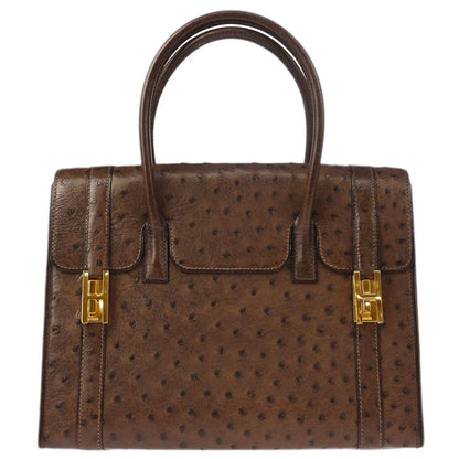 Hermes * Marron Fonce Ostrich Drag 27 Handbag