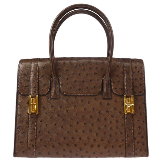 Hermes * Marron Fonce Ostrich Drag 27 Handbag