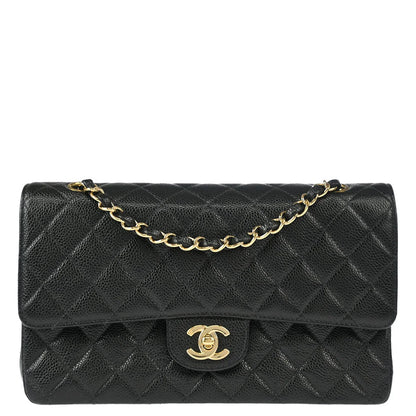 Chanel 2001-2003 Black Caviar Medium Classic Double Flap Shoulder Bag