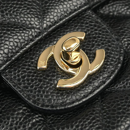 Chanel 2001-2003 Black Caviar Medium Classic Double Flap Shoulder Bag