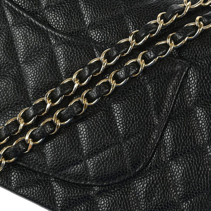 Chanel 2001-2003 Black Caviar Medium Classic Double Flap Shoulder Bag