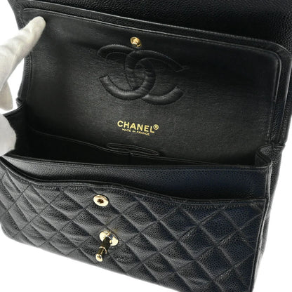 Chanel 2001-2003 Black Caviar Medium Classic Double Flap Shoulder Bag