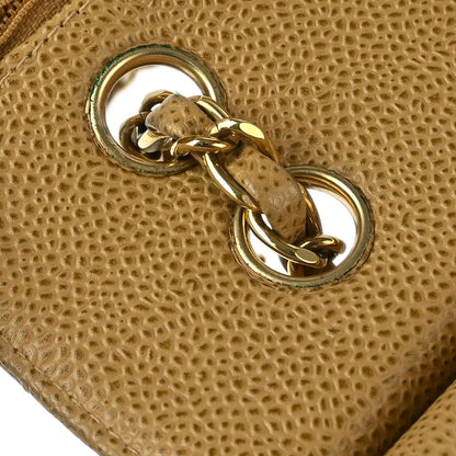 Chanel 2002-2003 Beige Caviar Medium Classic Double Flap Shoulder Bag