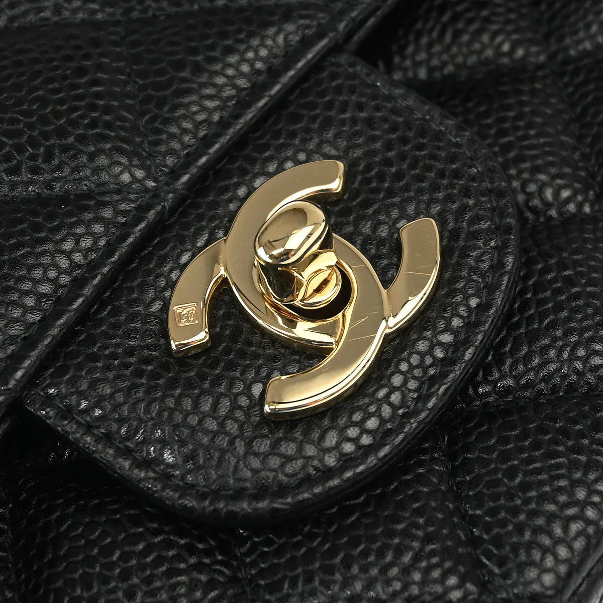 Chanel 2002-2003 Black Caviar Medium Classic Double Flap Shoulder Bag