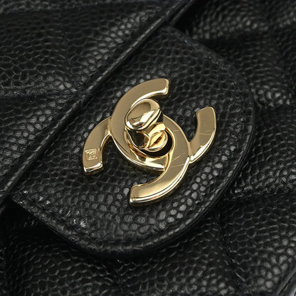 Chanel 2002-2003 Black Caviar Medium Classic Double Flap Shoulder Bag
