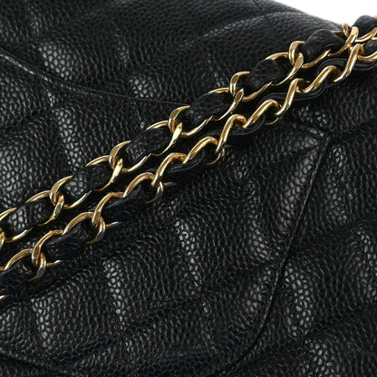 Chanel 2002-2003 Black Caviar Medium Classic Double Flap Shoulder Bag