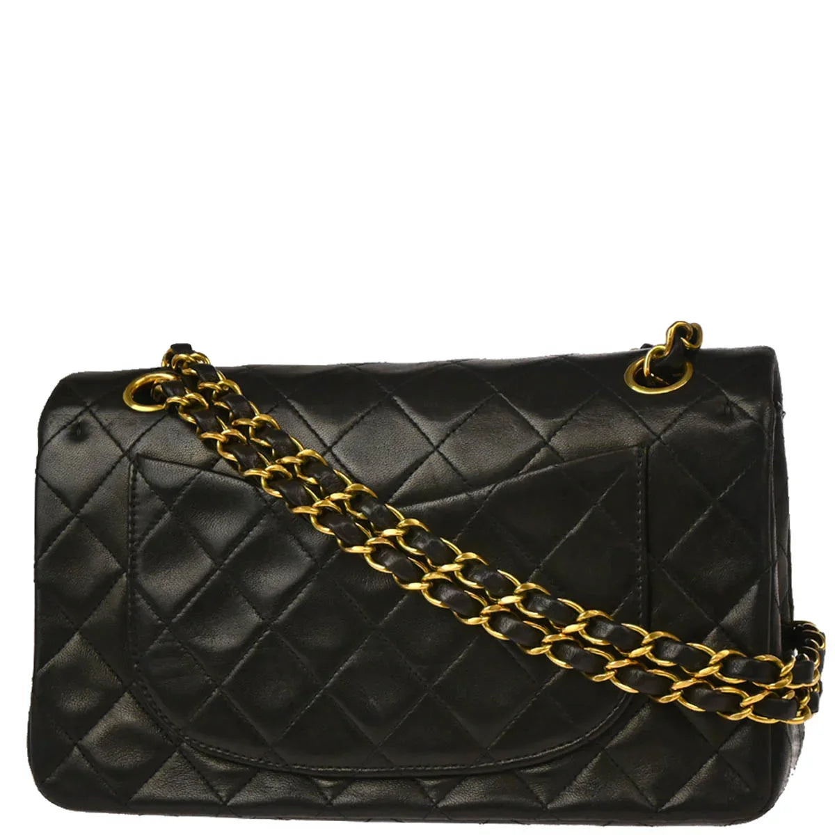 Chanel 1994-1996 Black Lambskin Small Classic Double Flap Shoulder Bag