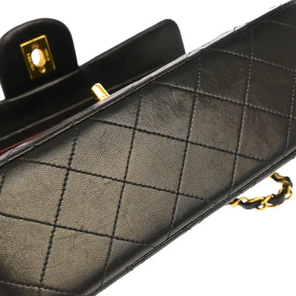 Chanel 1994-1996 Black Lambskin Small Classic Double Flap Shoulder Bag