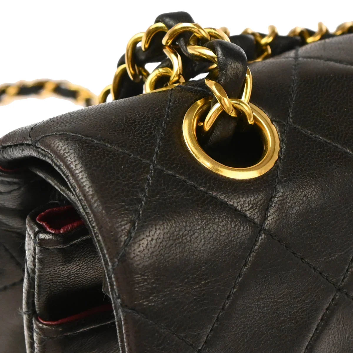 Chanel 1994-1996 Black Lambskin Small Classic Double Flap Shoulder Bag