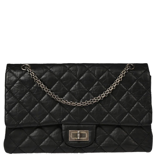 Chanel 2009-2010 Black Calfskin 2.55 Classic Double Flap Shoulder Bag
