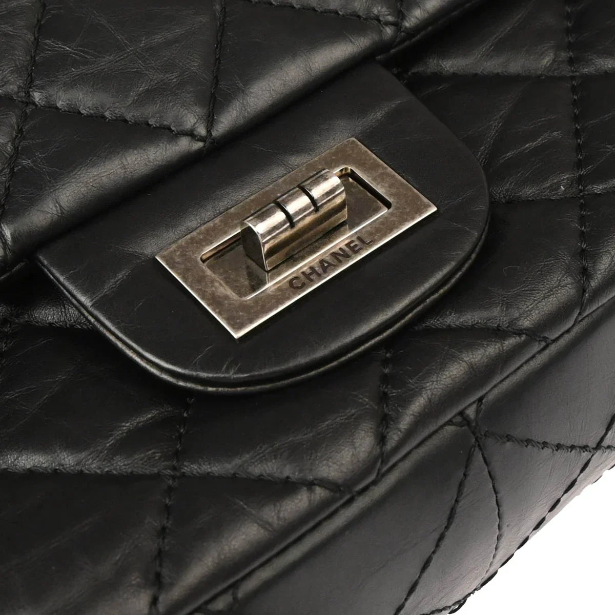 Chanel 2009-2010 Black Calfskin 2.55 Classic Double Flap Shoulder Bag