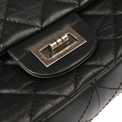 Chanel 2009-2010 Black Calfskin 2.55 Classic Double Flap Shoulder Bag
