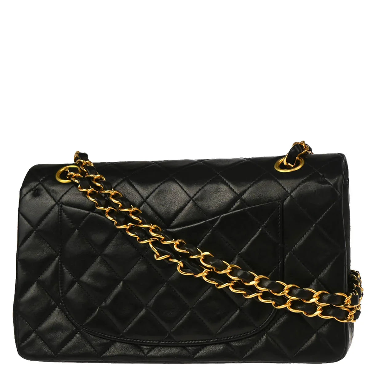 Chanel 1996-1997 Black Lambskin Small Classic Double Flap Shoulder Bag