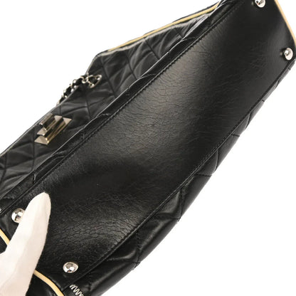 Chanel 2008-2009 Black Lambskin Mademoiselle Lock Tote Bag