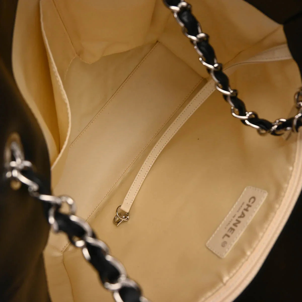 Chanel 2008-2009 Black Lambskin Mademoiselle Lock Tote Bag