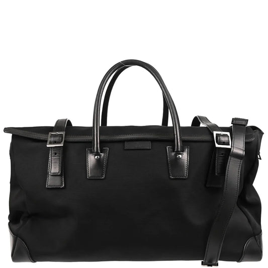 Gucci Black Canvas 2way Duffle Shoulder Handbag