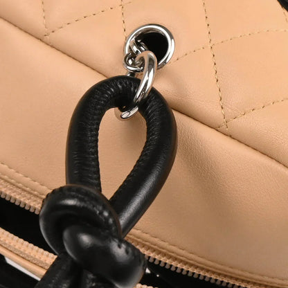Chanel 2005-2006 Beige Black Calfskin Cambon Ligne Bowling Bag