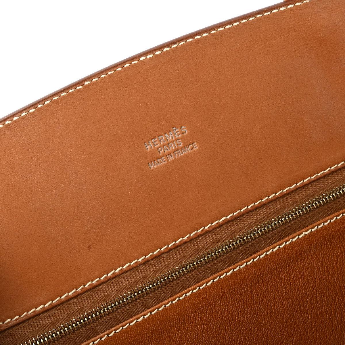 Hermes 1999 Natural Vache White Bus GM Tote Bag
