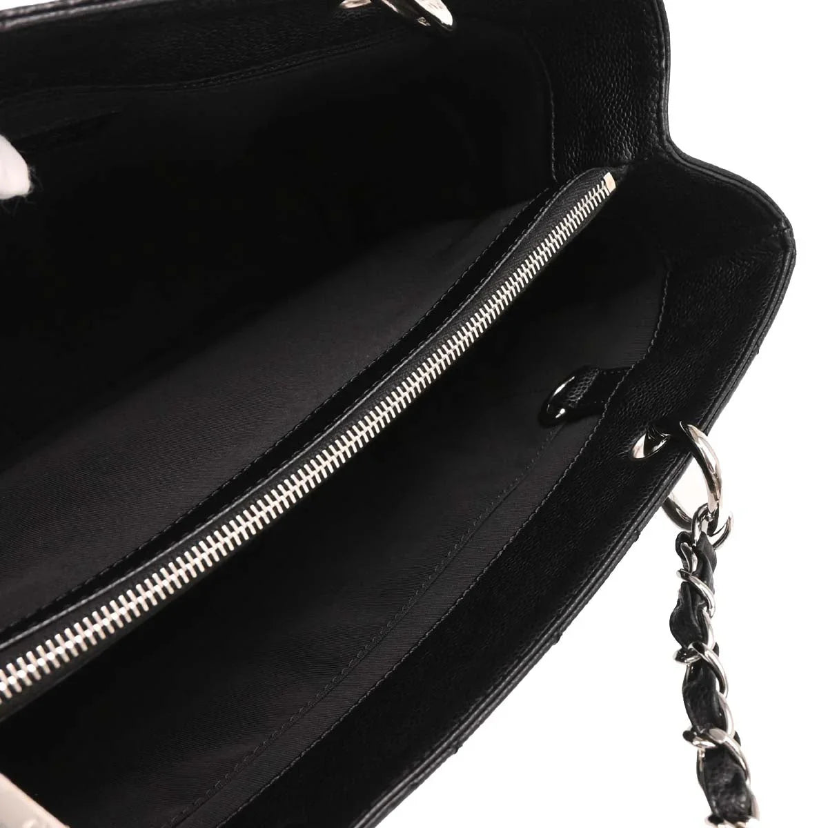 Chanel 2008-2009 Black Caviar Grand Shopping Tote GST Chain Handbag