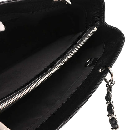 Chanel 2008-2009 Black Caviar Grand Shopping Tote GST Chain Handbag