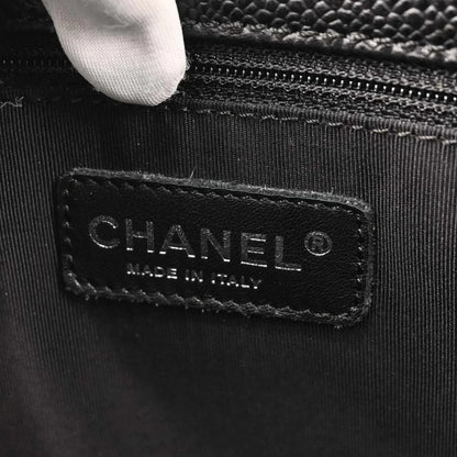 Chanel 2008-2009 Black Caviar Grand Shopping Tote GST Chain Handbag