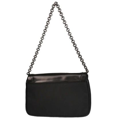 Prada Black Nylon Leather Rhinestone Handbag