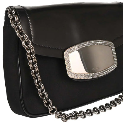 Prada Black Nylon Leather Rhinestone Handbag