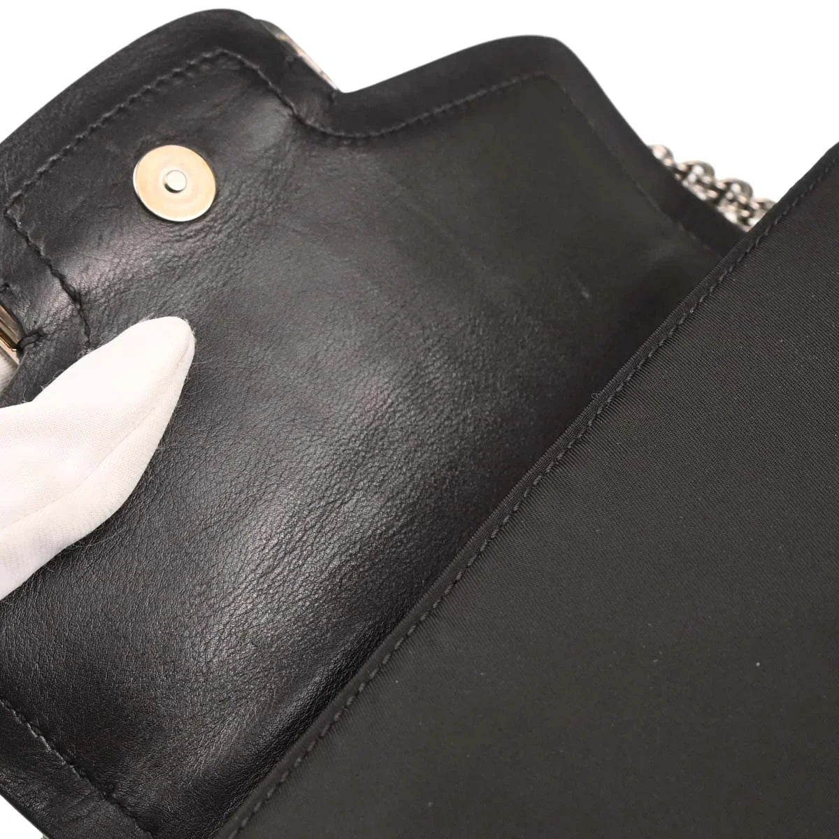 Prada Black Nylon Leather Rhinestone Handbag