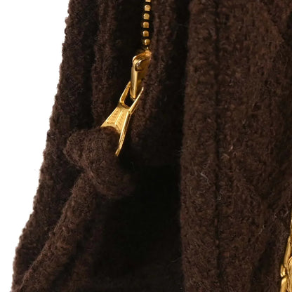 Chanel 1994-1996 Brown Tweed Chain Shoulder Tote Bag