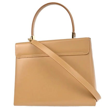Salvatore Ferragamo Beige Leather Gancini 2way Shoulder Handbag