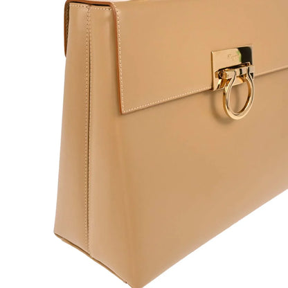 Salvatore Ferragamo Beige Leather Gancini 2way Shoulder Handbag