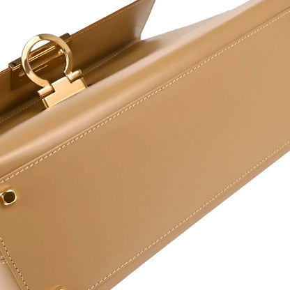 Salvatore Ferragamo Beige Leather Gancini 2way Shoulder Handbag
