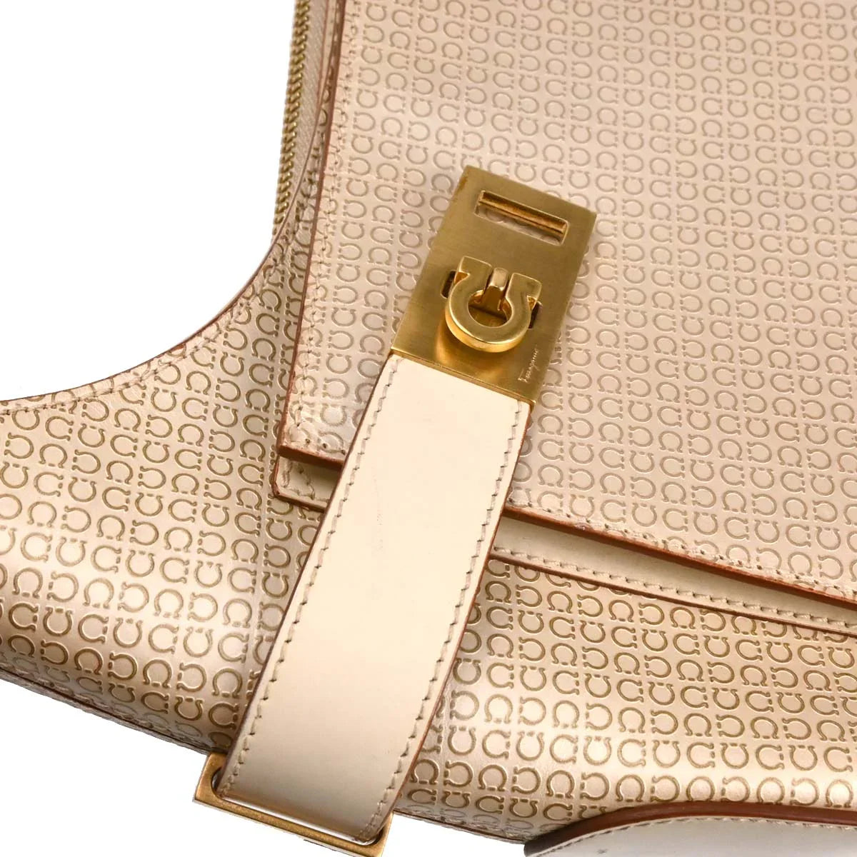 Salvatore Ferragamo Beige Leather Handbag