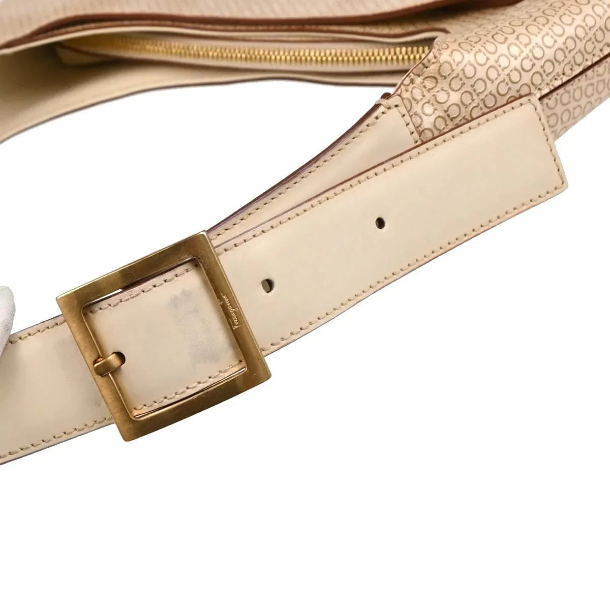 Salvatore Ferragamo Beige Leather Handbag