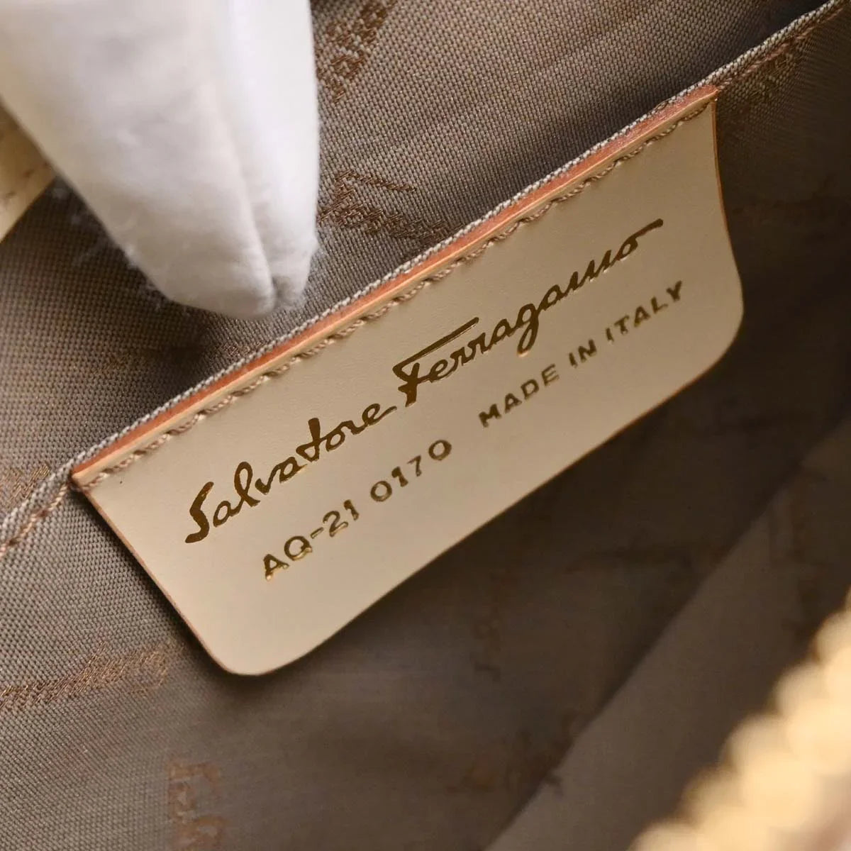Salvatore Ferragamo Beige Leather Handbag