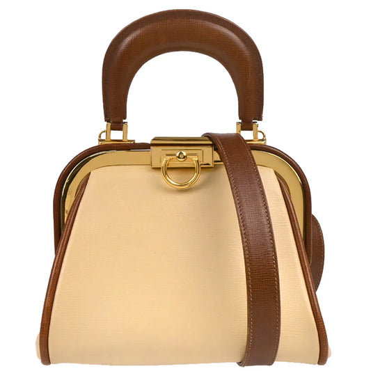 Christian Dior Beige Leather 2way Shoulder Handbag