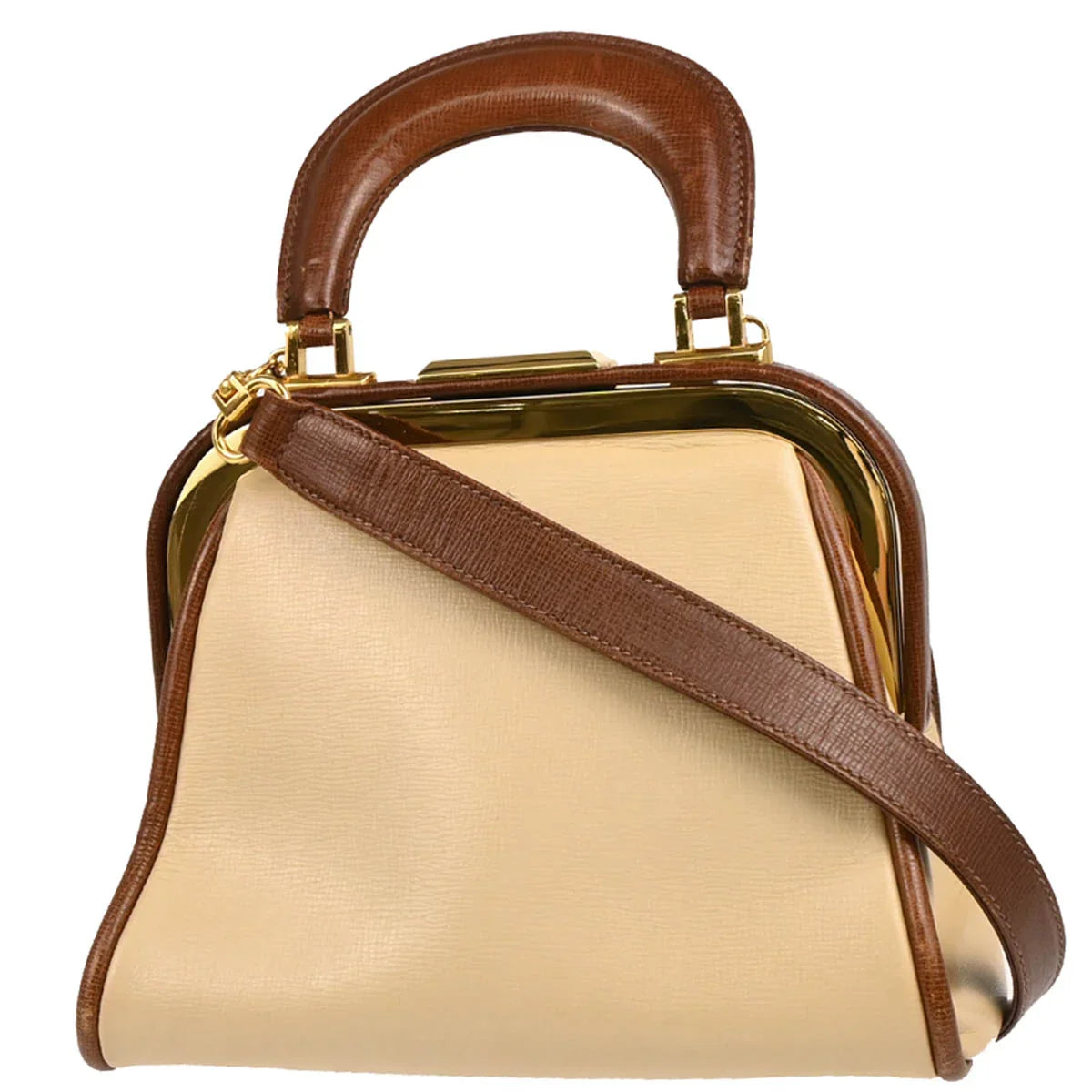 Christian Dior Beige Leather 2way Shoulder Handbag