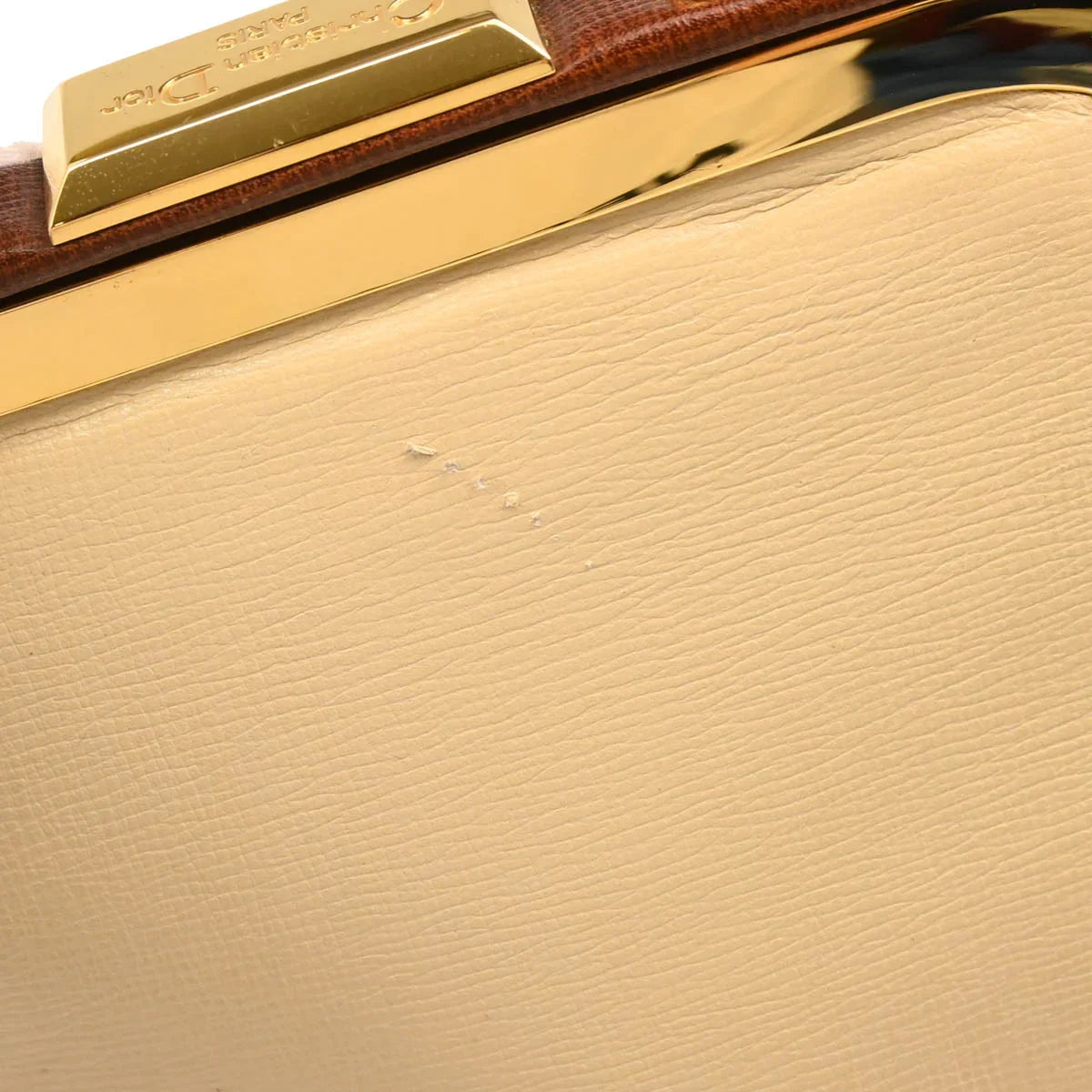 Christian Dior Beige Leather 2way Shoulder Handbag