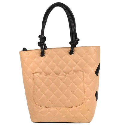 Chanel 2003-2004 Beige Calfskin Cambon Ligne Tote Handbag