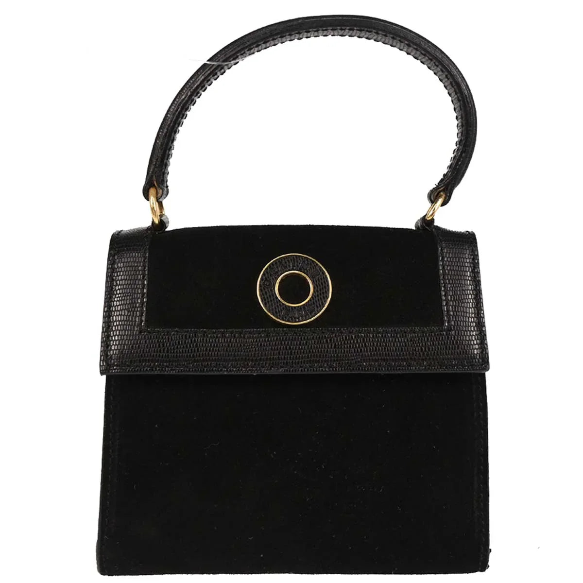 Celine Black Suede Embossed Leather Handbag