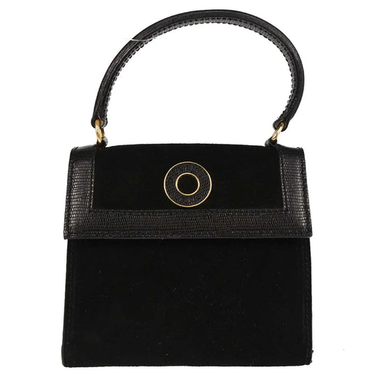 Celine Black Suede Embossed Leather Handbag